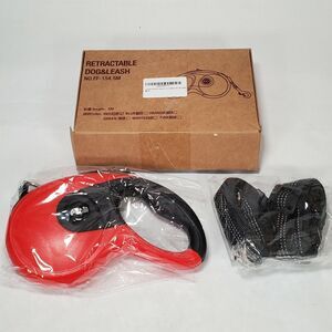 Dog Leash and Bungee Retractable - Up to 120 lbs and 16.5' Rope Lead Red